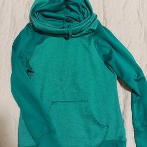2 tone Green Athletic cowl neck hoodie